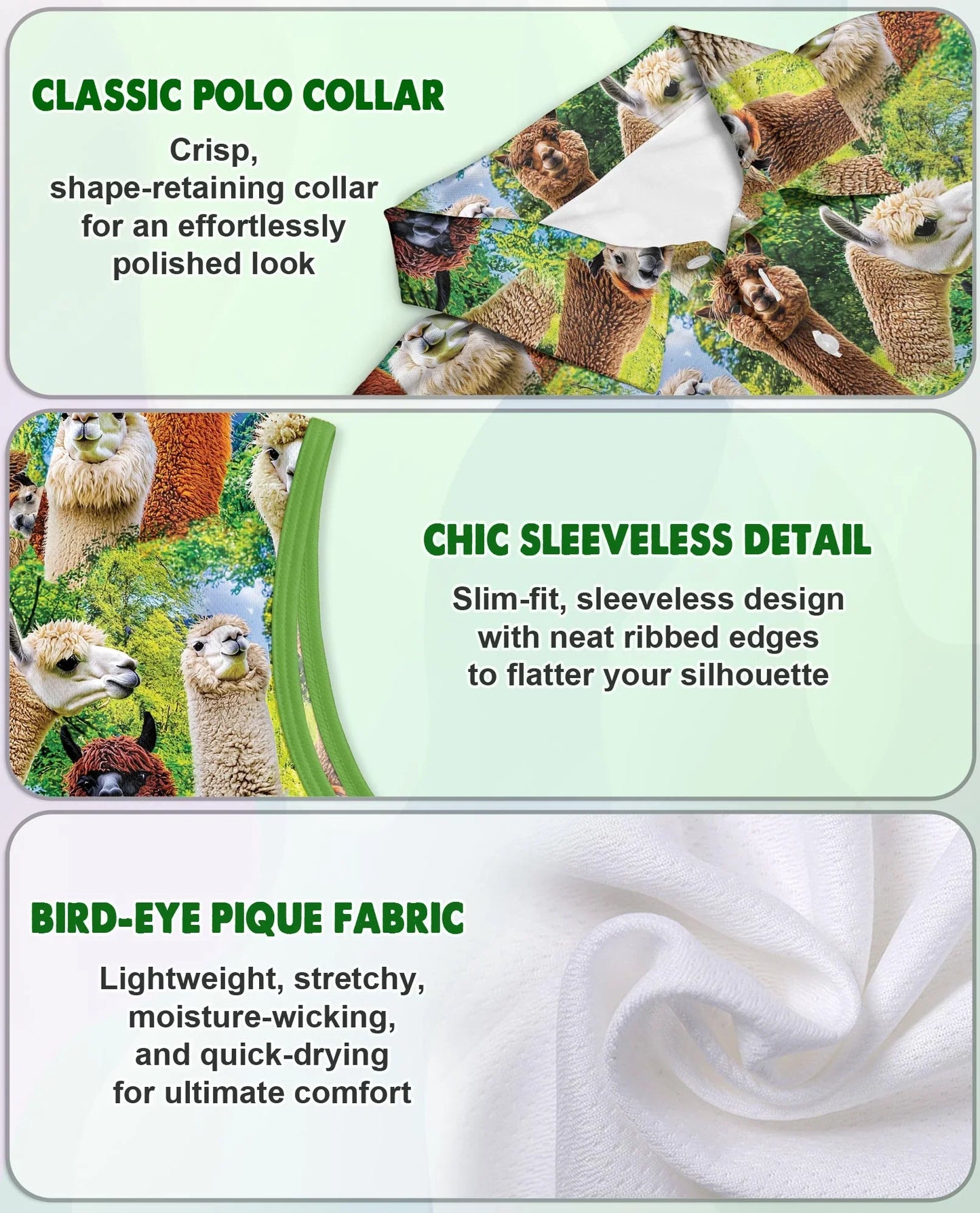 Alpaca Stays Cool Sleeveless Polo Shirt for Women | Azhawaiian