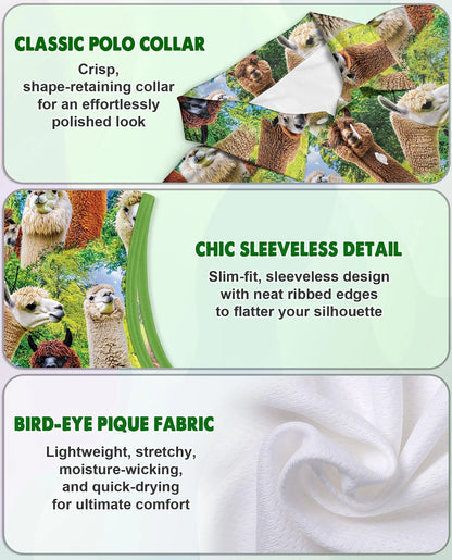 Alpaca Stays Cool Sleeveless Polo Shirt for Women | Azhawaiian