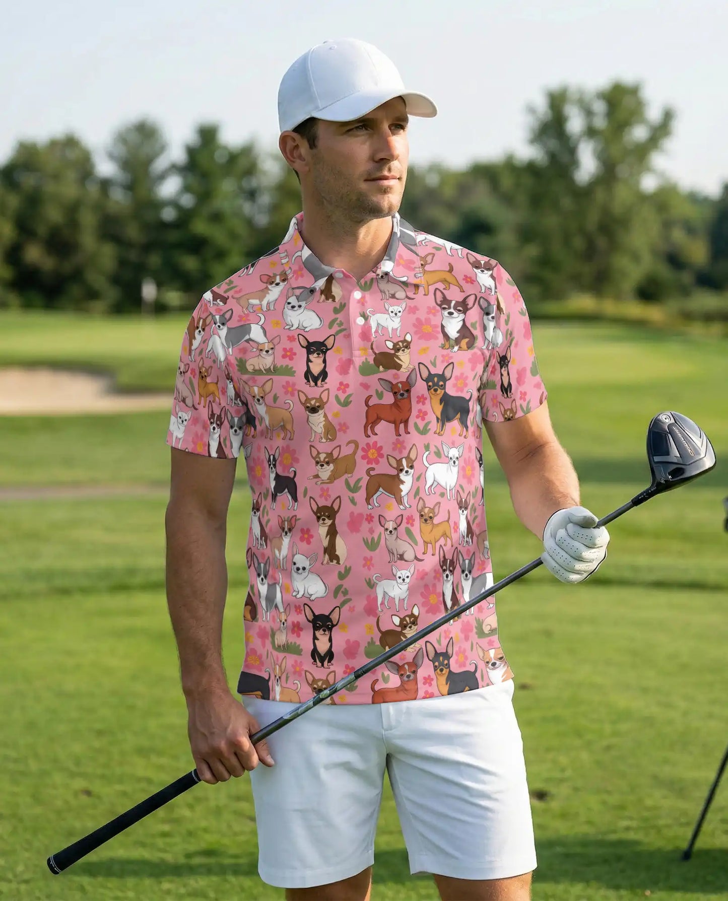 Cute Chihuahua Floral Pattern Polo Shirt | Azhawaiian