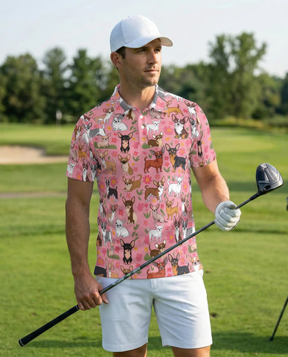 Cute Chihuahua Floral Pattern Polo Shirt | Azhawaiian
