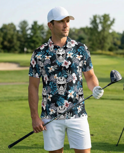 Tropical Lacrosse 3D Polo Shirt for Men, Floral Island Sports Style | Azhawaiian