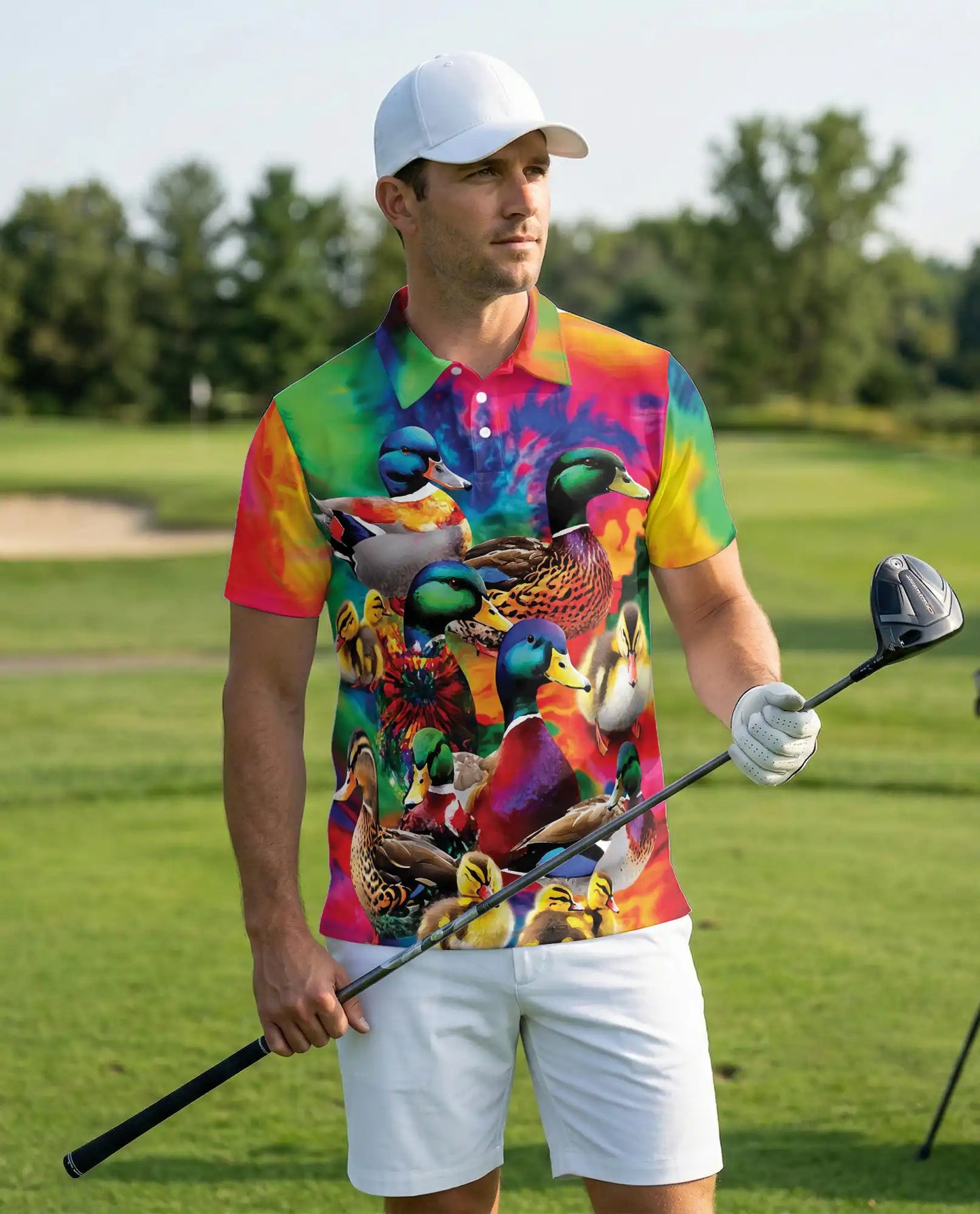 Mallard Duck Polo Shirt for Men- Colorful Duck Hunting Shirt | Azhawaiian
