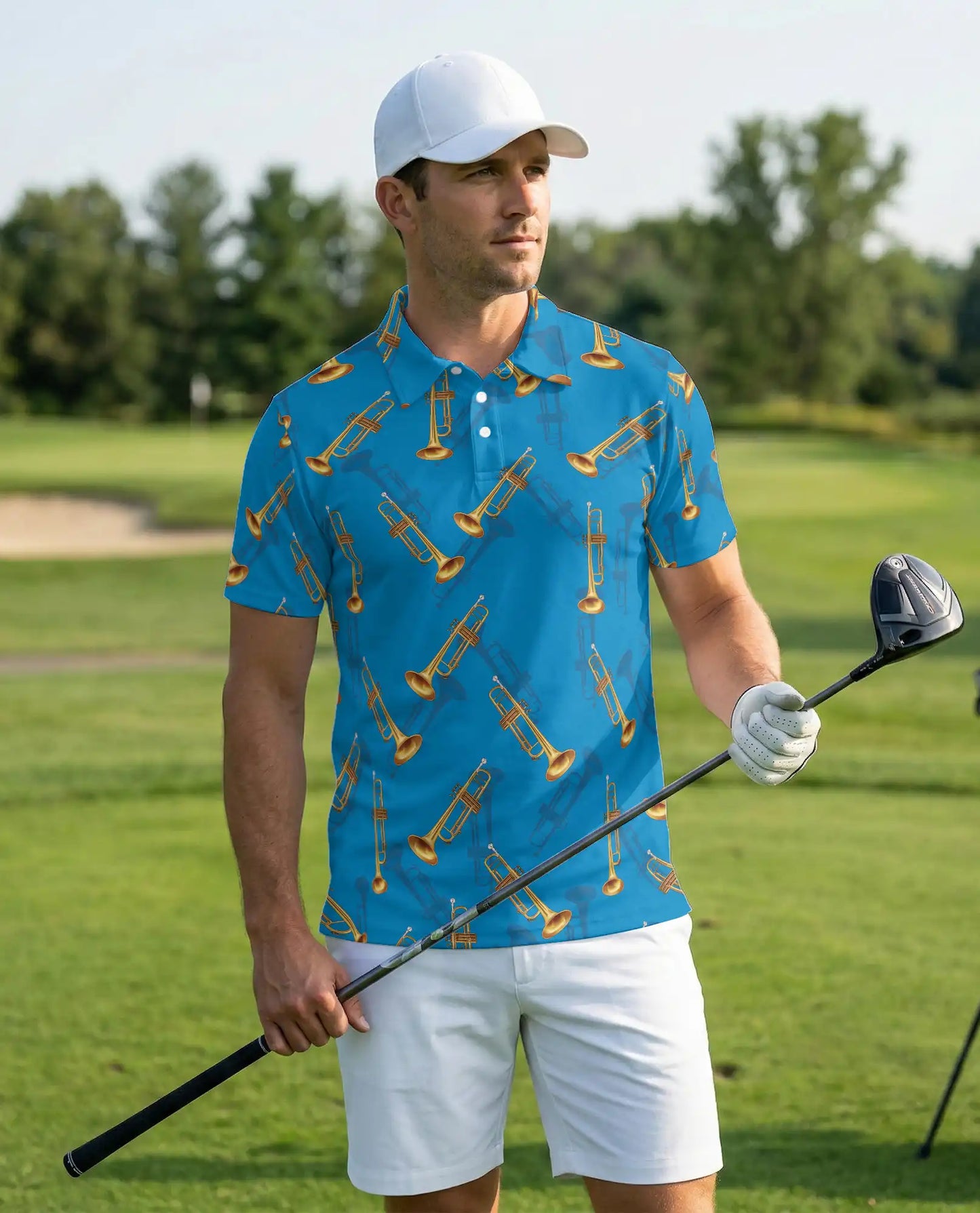 Trumpet Music Hawaiian 3D Polo Shirt for Men | Azhawaiian