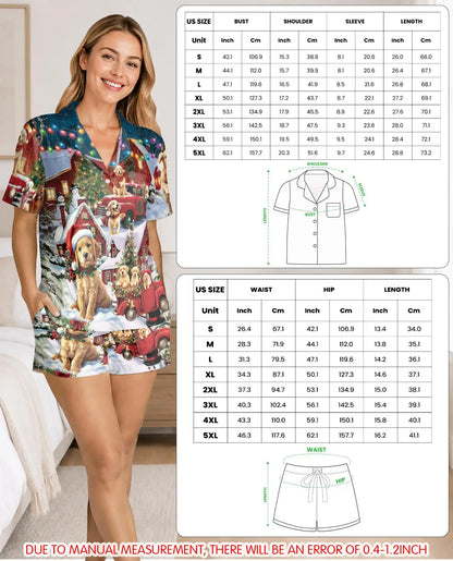 Christmas Dog Pajama Set for Women, Puppy Holiday Sleepwear with Winter Design