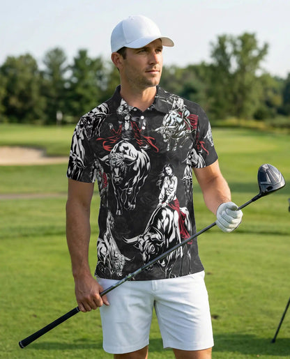 Western Bull Polo Shirt, Rodeo Cowgirl Print | Azhawaiian
