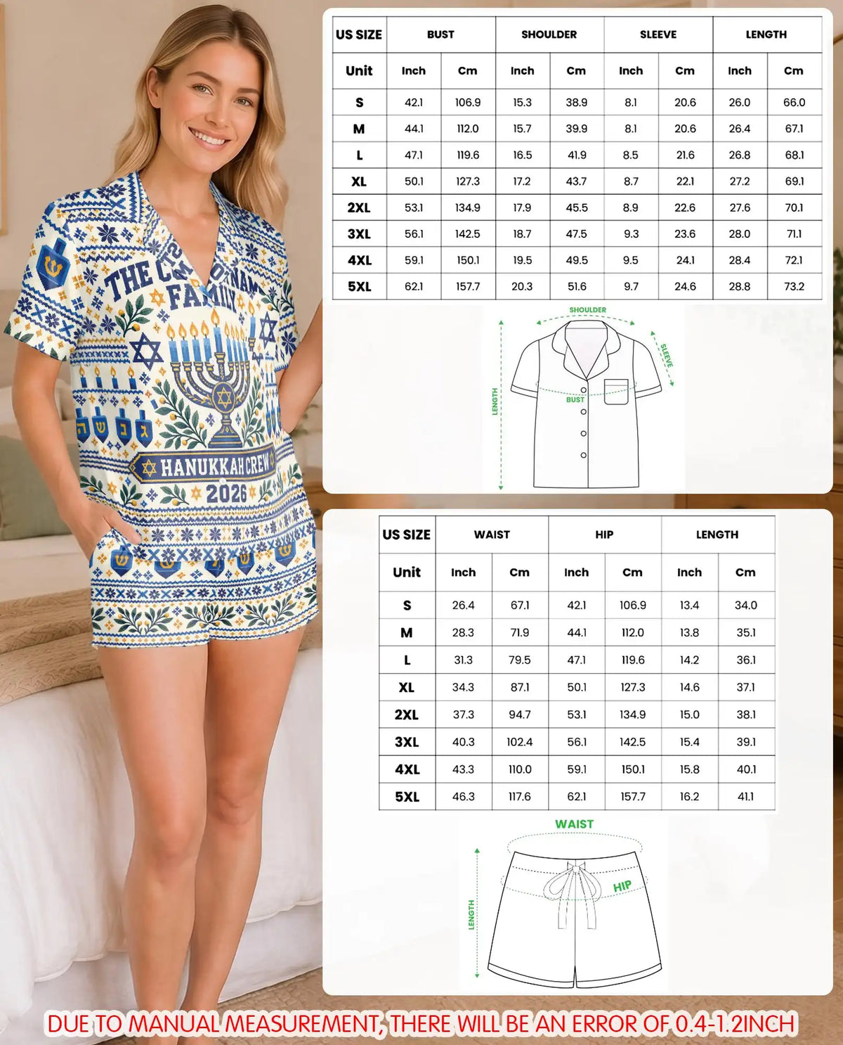 Personalized Hanukkah Family Pajama Set for Women – Custom Family Name & Year