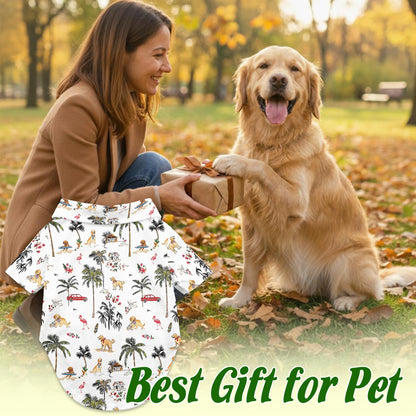 Cute Golden Retriever Beach Print Matching Dog Owner Hawaiian Shirts, Funny Pet Aloha Shirt for Beach Vacation - Azhawaiian