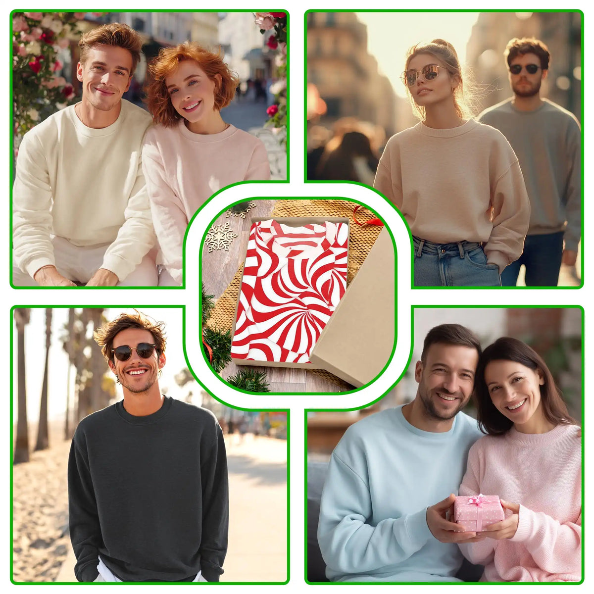 Red and White Candy Cane Stripes Sweatshirt – Christmas 3D All Over Print Design