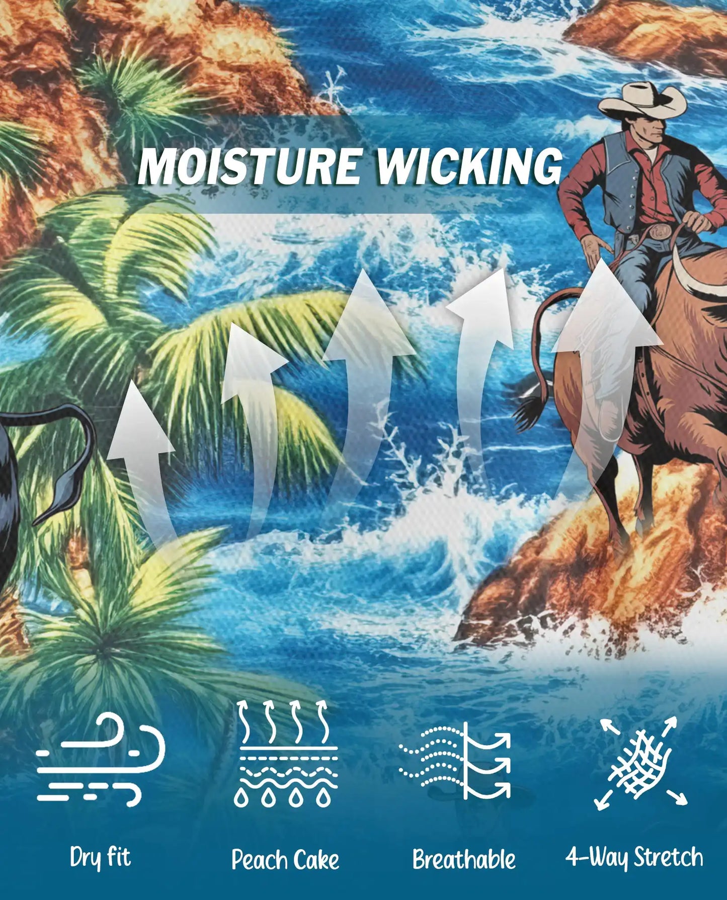 Tropical Rodeo Polo Shirt for Men - Cowboy Bull Riding | Azhawaiian