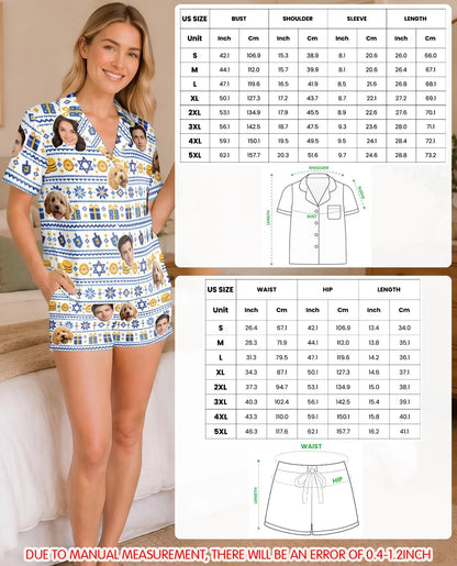 Personalized Hanukkah Latke Pajamas for Women – Custom Face & Pet Photo Print
