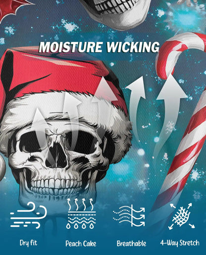 Christmas Skull 3D Polo Shirt for Men, Gothic Holiday Horror Style | Azhawaiian