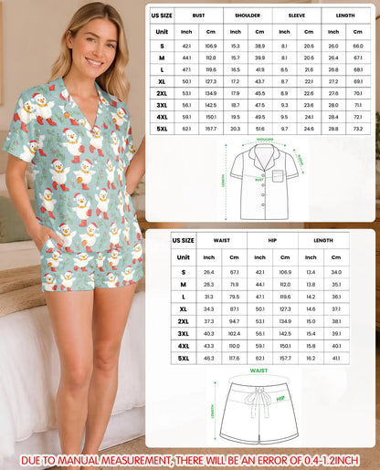 Christmas Duck Pajama Set for Women – Cute Ducklings in Santa Hats & Red Boots