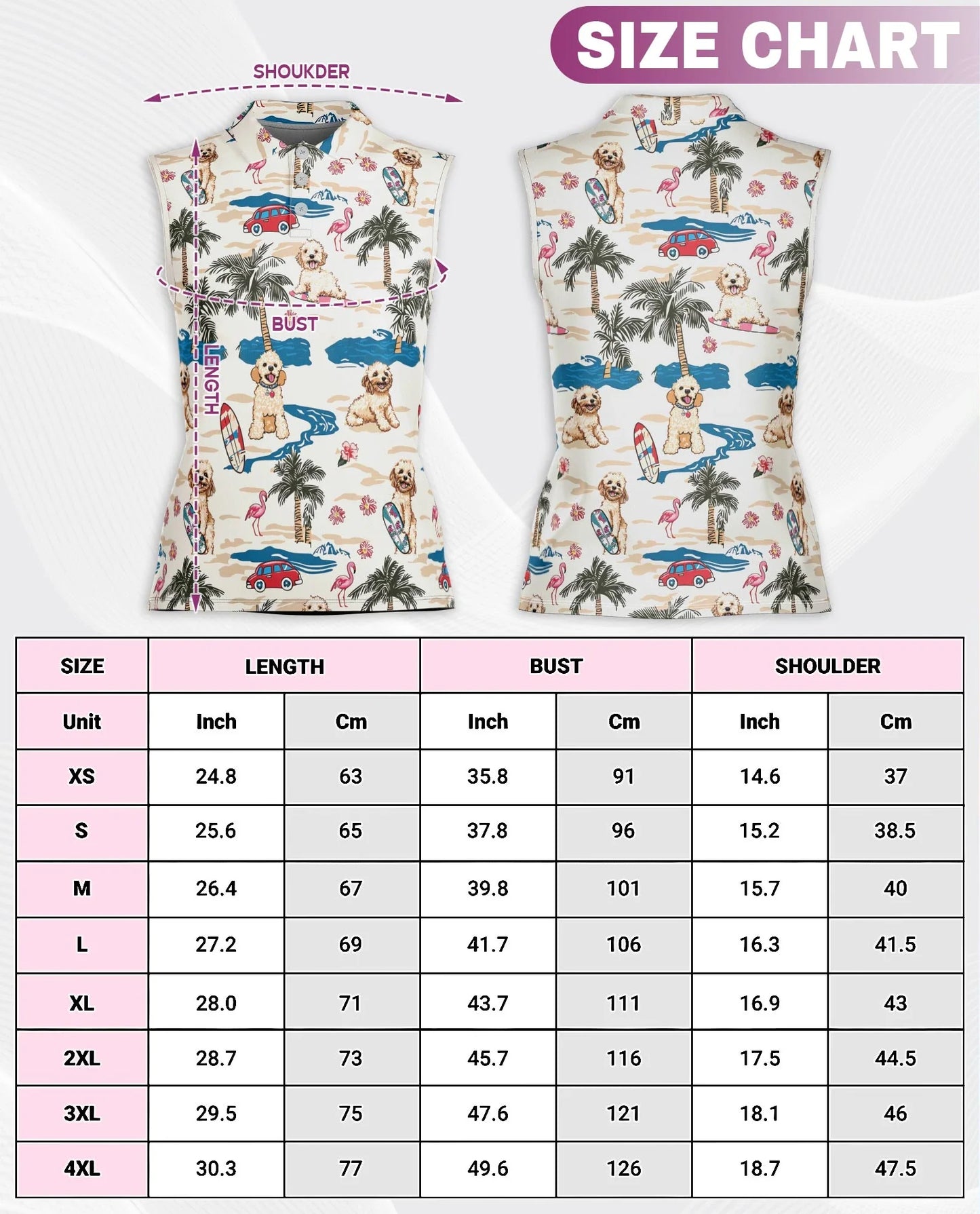 Goldendoodle Summer Beach Sleeveless Polo Shirt for Women | Azhawaiian
