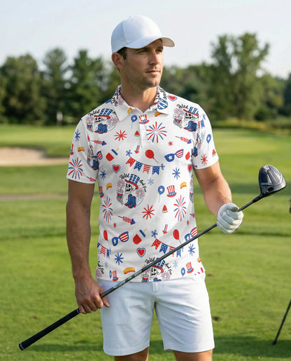 Wild And Free Patriotic Skull 4th of July Polo Shirt | Azhawaiian