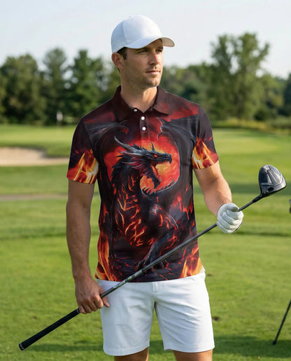 Fire Dragon Fantasy Polo Shirt | Azhawaiian