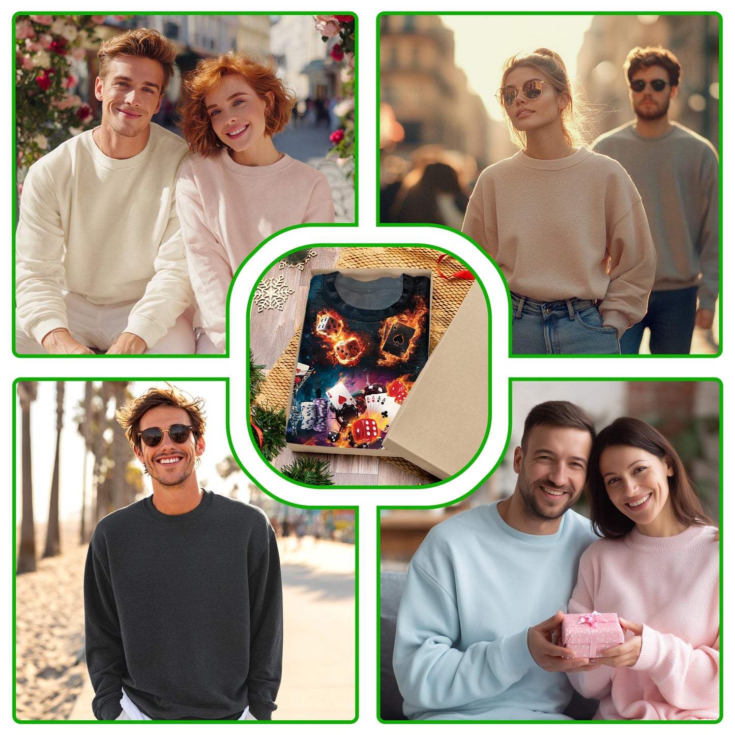 Burning Dice Poker Sweatshirt – Colorful Graphic 3D All Over Print Design