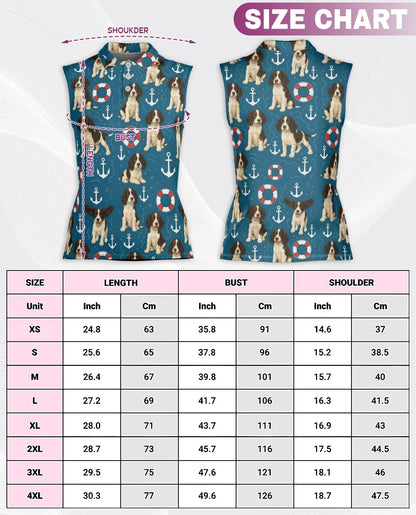 English Springer Spaniel Sleeveless Polo Shirt for Women, Cute Dog Lover Style | Azhawaiian