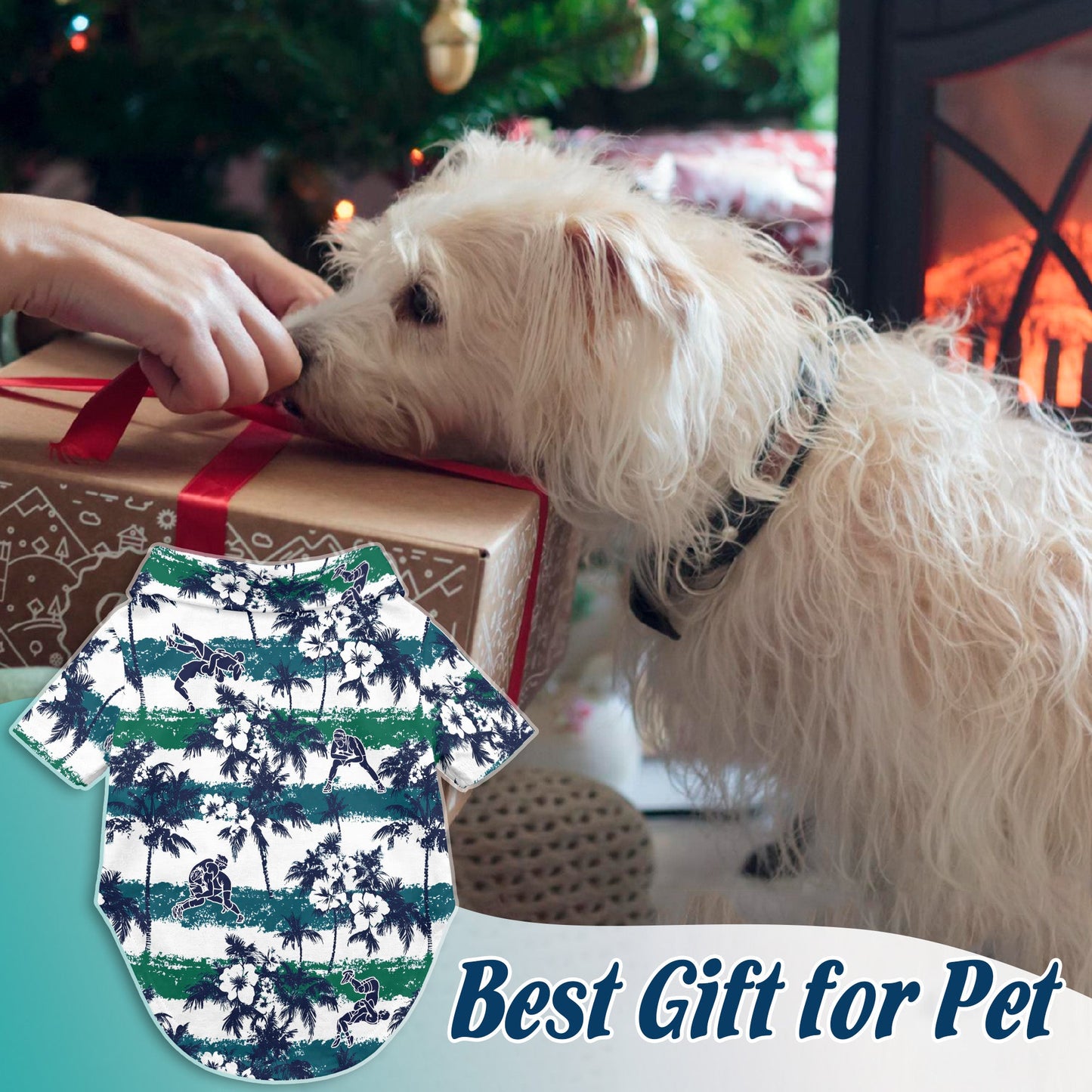 Wrestling White Palm Matching Dog Owner Hawaiian Shirts, Funny Pet Aloha Shirt for Beach Vacation - Azhawaiian