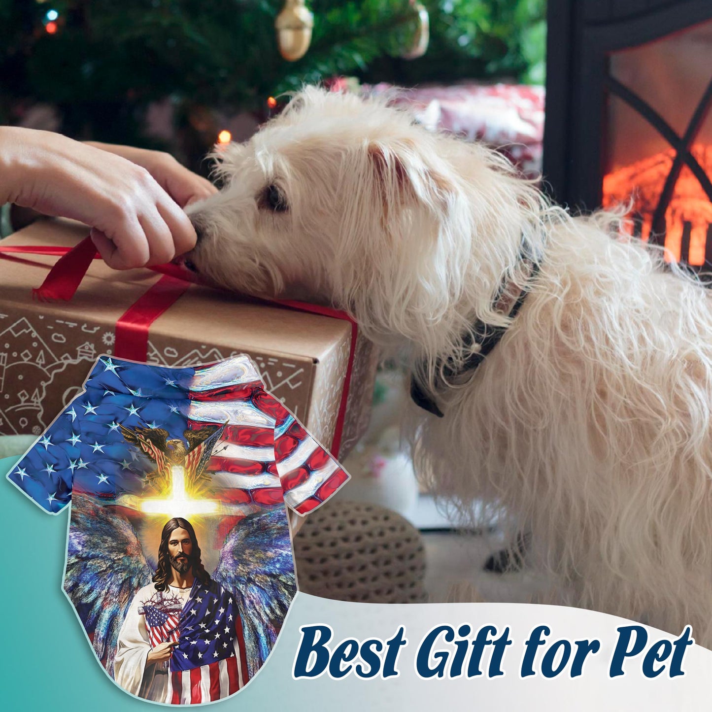 America and Jesus Bless Matching Dog Owner Hawaiian Shirts, Funny Pet Aloha Shirt for Beach Vacation - Azhawaiian