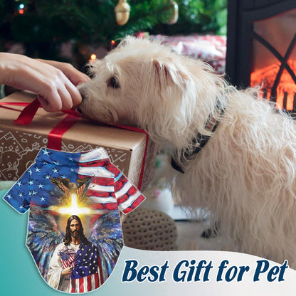 America and Jesus Bless Matching Dog Owner Hawaiian Shirts, Funny Pet Aloha Shirt for Beach Vacation - Azhawaiian