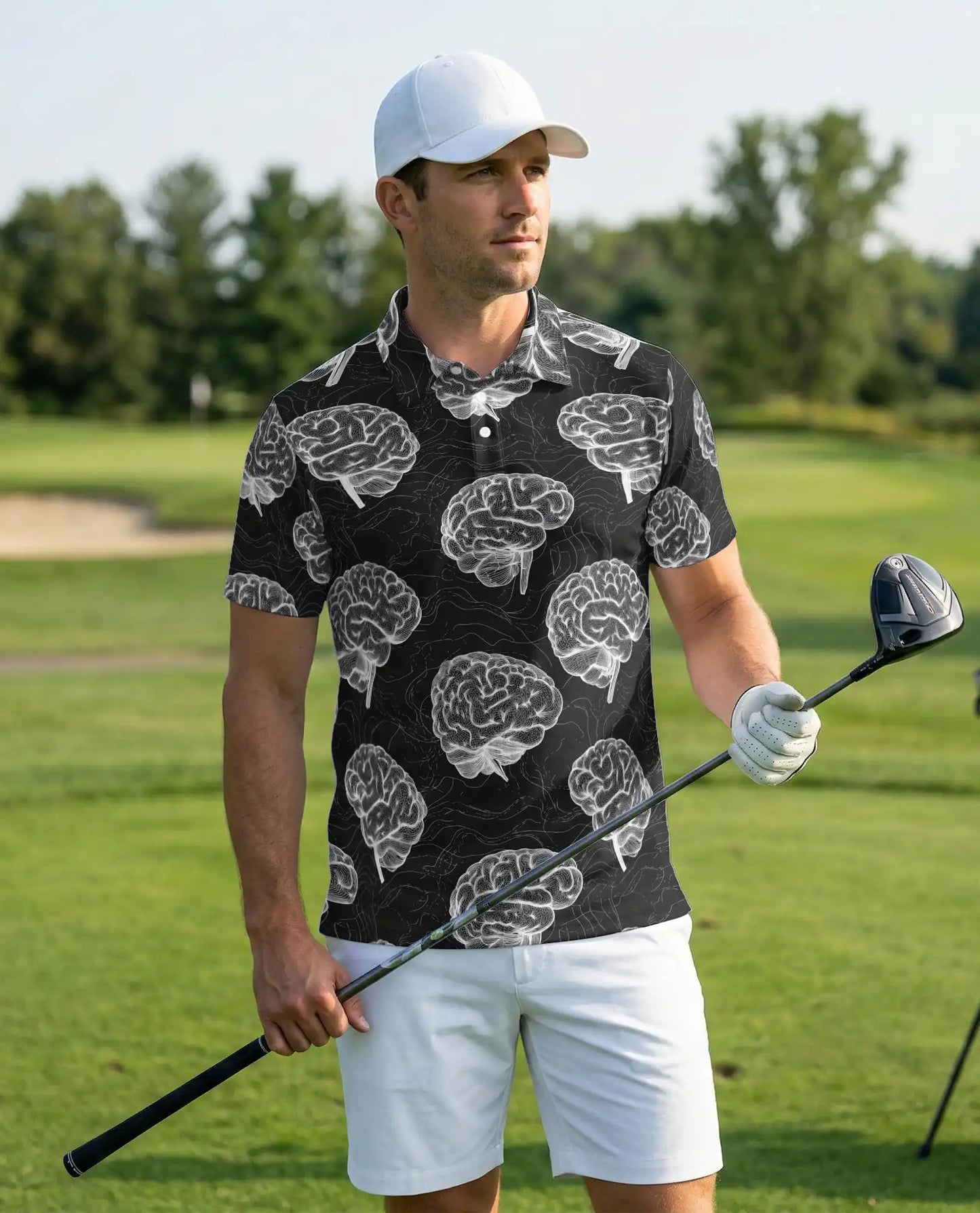 Brain Anatomy Polo Shirt, Neuroscience Print | Azhawaiian