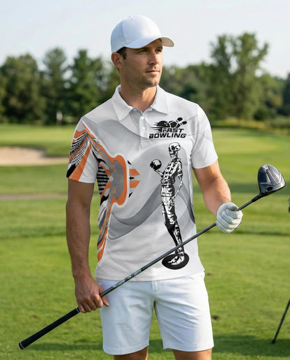 Bowling Polo Shirt, Skeleton Fast Bowling Print | Azhawaiian