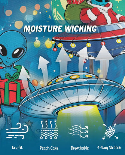 Funny Alien Santa 3D Polo Shirt for Men, Christmas UFO Galaxy Style | Azhawaiian