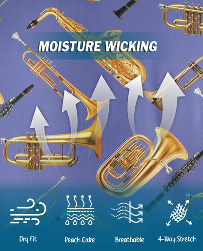 Musical Instruments Polo Shirt for Men-Print  Saxophone Trumpet | Azhawaiian