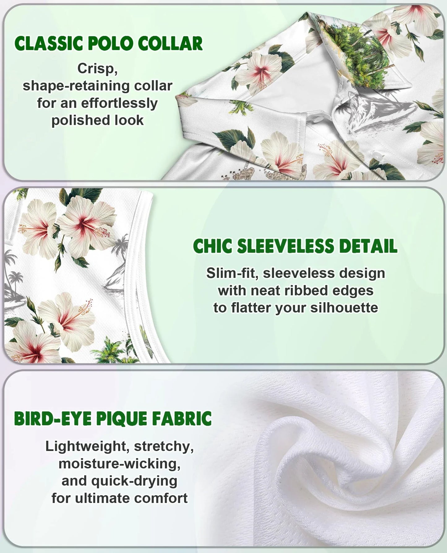 Tropical Floral Sleeveless Polo Shirt for Women | Azhawaiian