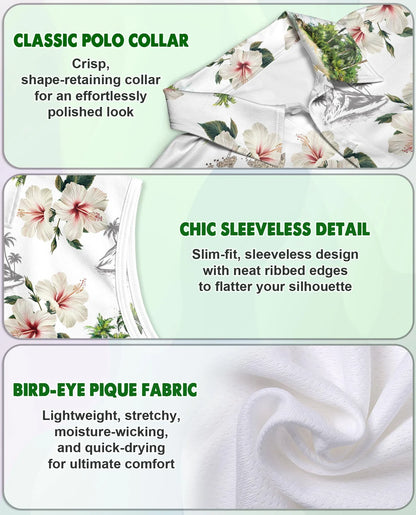 Tropical Floral Sleeveless Polo Shirt for Women | Azhawaiian