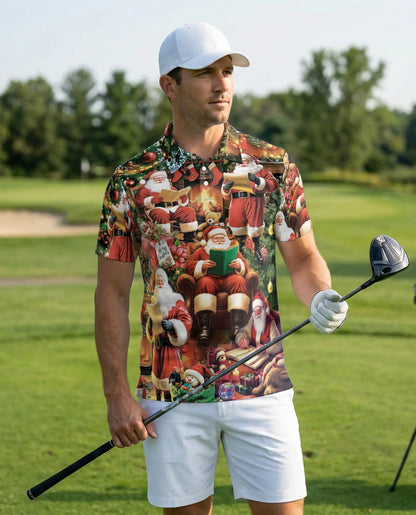 Santa Christmas Polo Shirt, Holiday Festive Style | Azhawaiian