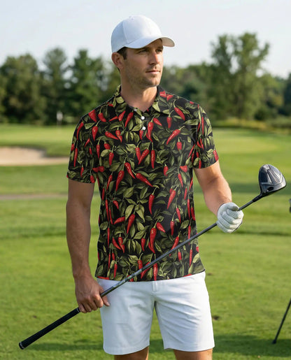 Chili Pepper Polo Shirt, Spicy Tropical Style | Azhawaiian