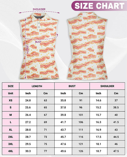 Bacon Eggs Pattern Sleeveless Polo Shirt for Women | Azhawaiian