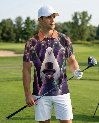 Funny Pigeon 3D Polo Shirt for Men, Cool Bird Humor Streetwear Style | Azhawaiian