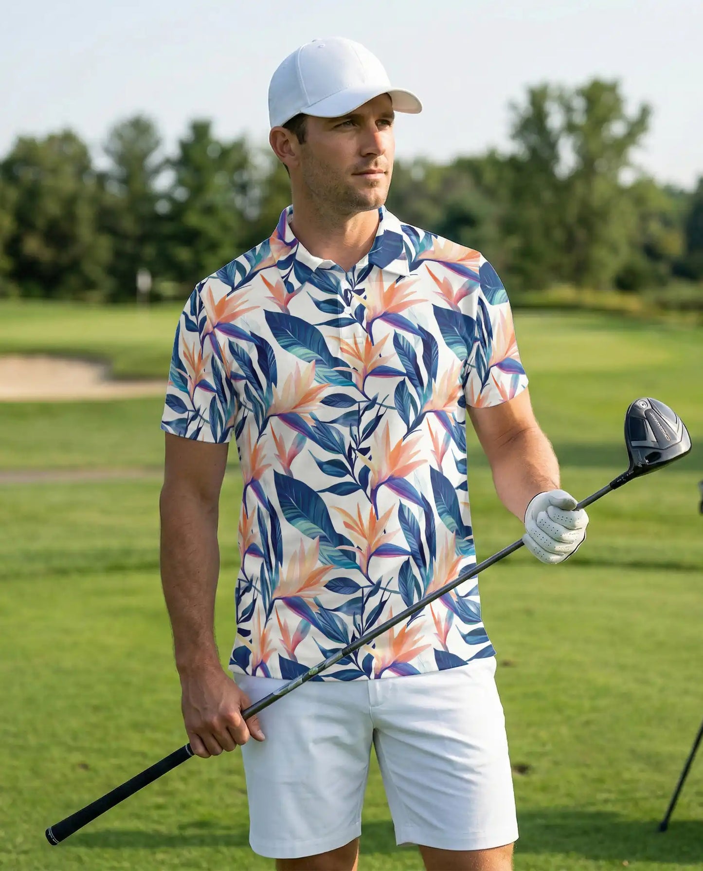Bird of Paradise Polo Shirt, Tropical Floral Print | Azhawaiian