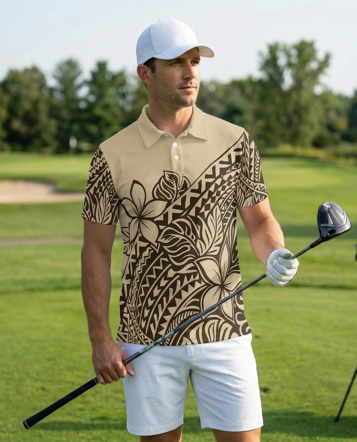 Polynesian Plumeria Tribal Polo Shirt-Hawaiian Island Pattern Design | Azhawaiian