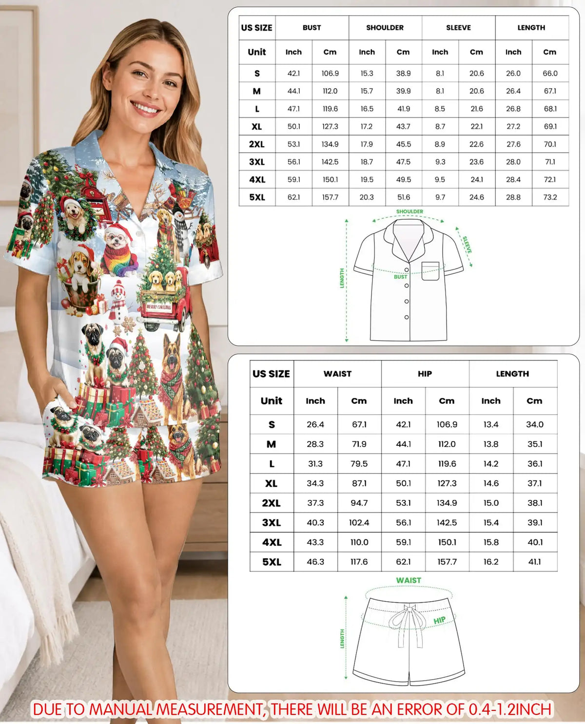 Christmas Dog Pajama Set for Women – Cute Puppy Holiday Print