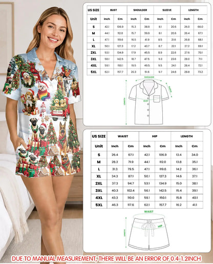Christmas Dog Pajama Set for Women – Cute Puppy Holiday Print