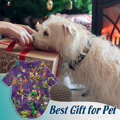 Mardi Gras Clown Beach Matching Dog Owner Hawaiian Shirts, Funny Pet Aloha Shirt for Beach Vacation - Azhawaiian