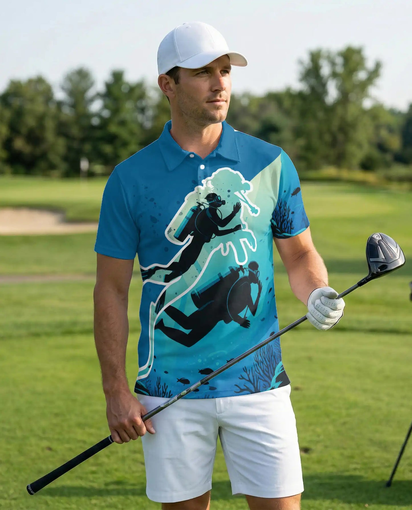 Scuba Diving Polo Shirt for Men-Underwater Ocean Diver Shirt | Azhawaiian