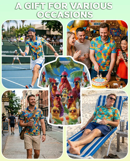 Funny Chicken Hawaiian 3D Polo Shirt | Azhawaiian