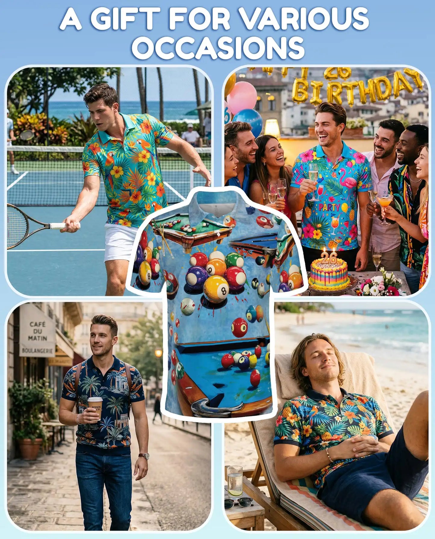 Billiards Pool Polo Shirt - Cue Sports Design | Azhawaiian