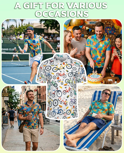 Colorful Bicycle Pattern Polo Shirt-Cycling Lifestyle Bike Lover Design | Azhawaiian