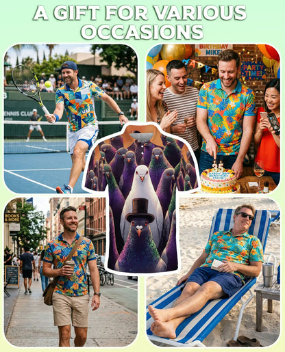 Funny Pigeon 3D Polo Shirt for Men, Cool Bird Humor Streetwear Style | Azhawaiian