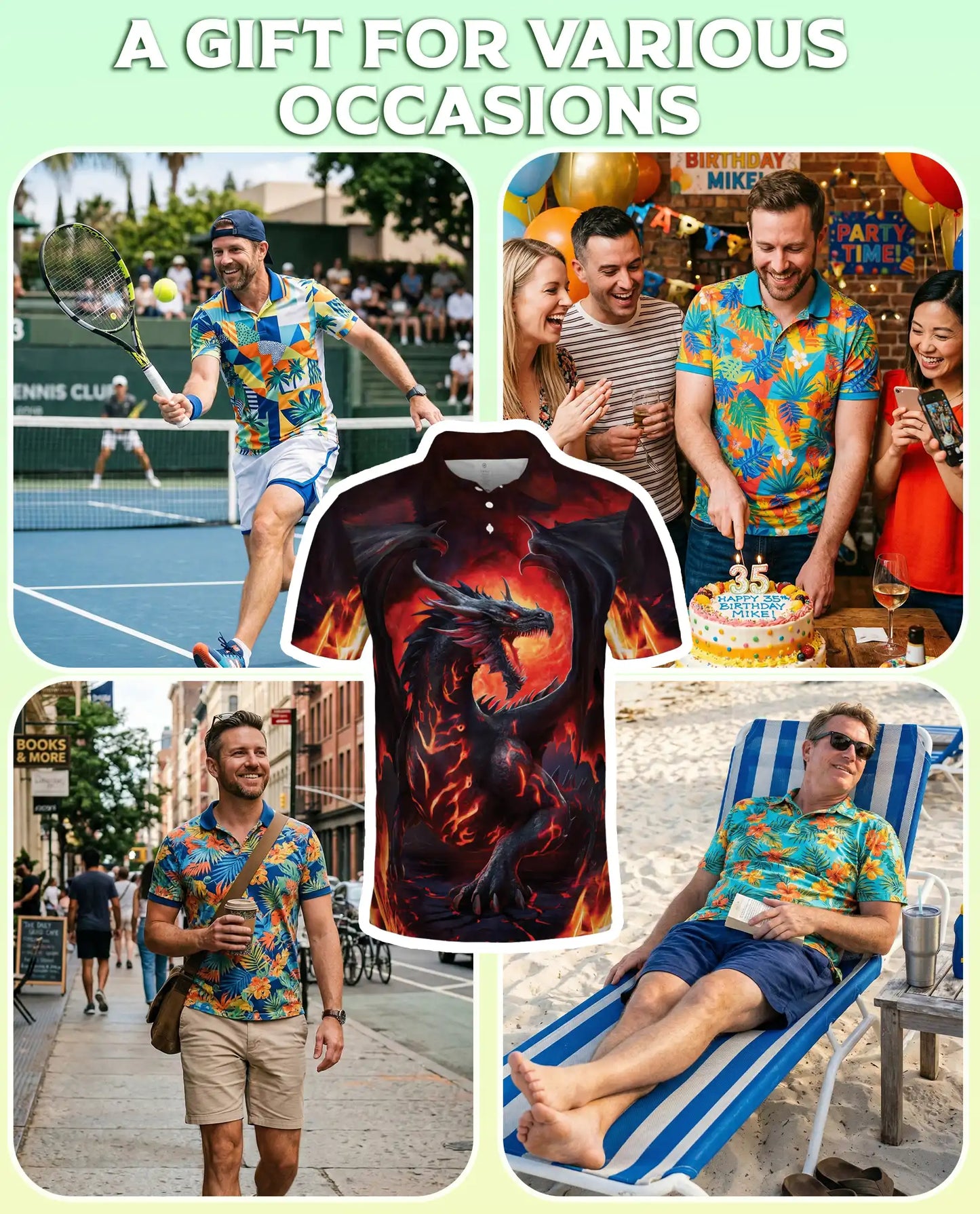 Fire Dragon Fantasy Polo Shirt | Azhawaiian