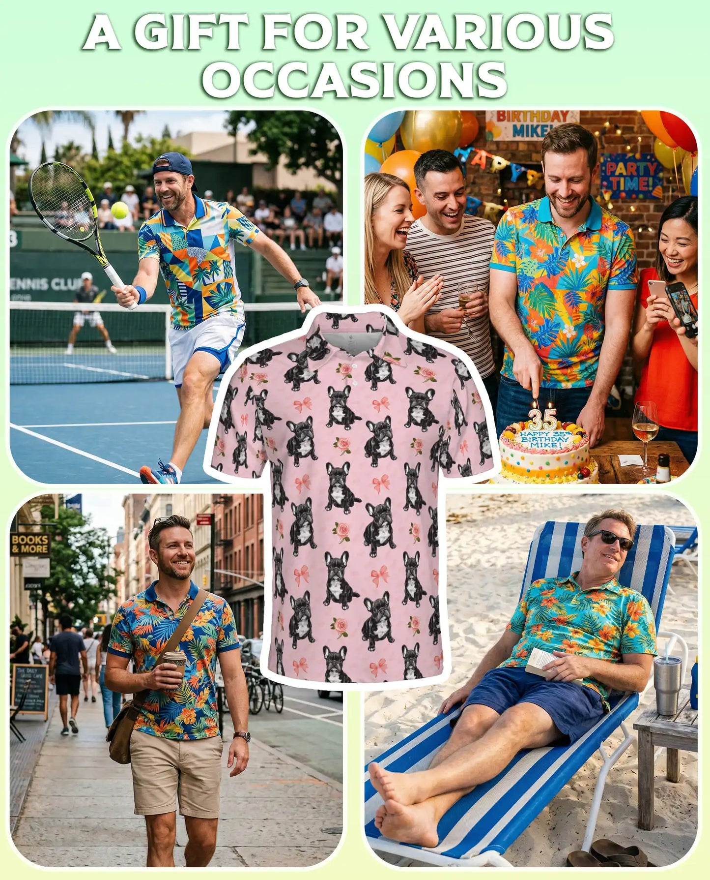 French Bulldog Rose Pattern Polo Shirt | Azhawaiian