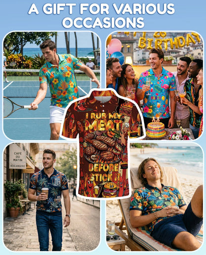 Funny BBQ Grilling Polo Shirt for Men, Grill Master Style | Azhawaiian
