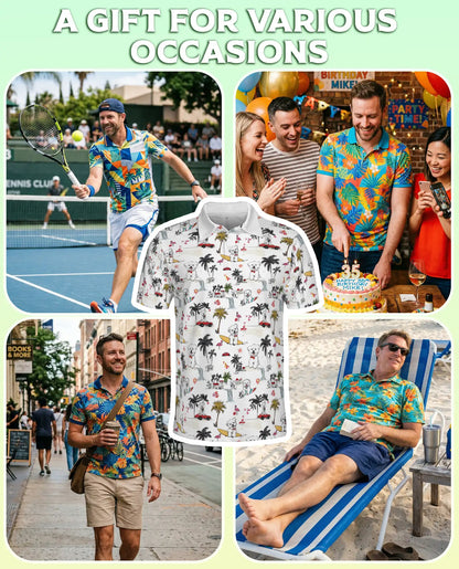 Cute Dog Hawaiian Polo Shirt, Beach Surf Style | Azhawaiian