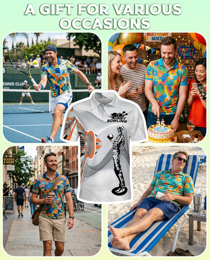 Bowling Polo Shirt, Skeleton Fast Bowling Print | Azhawaiian