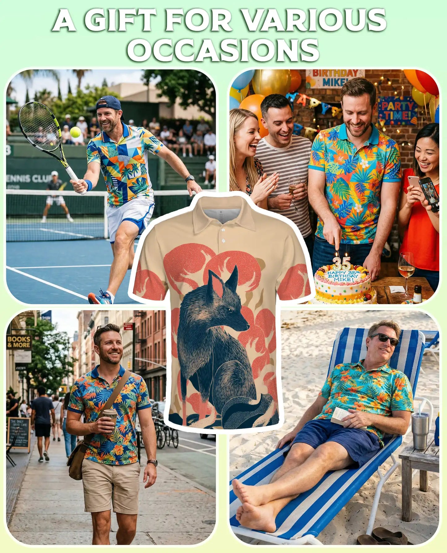 Scandinavian Fox Art Polo Shirt-Modern Woodland Wildlife Design | Azhawaiian
